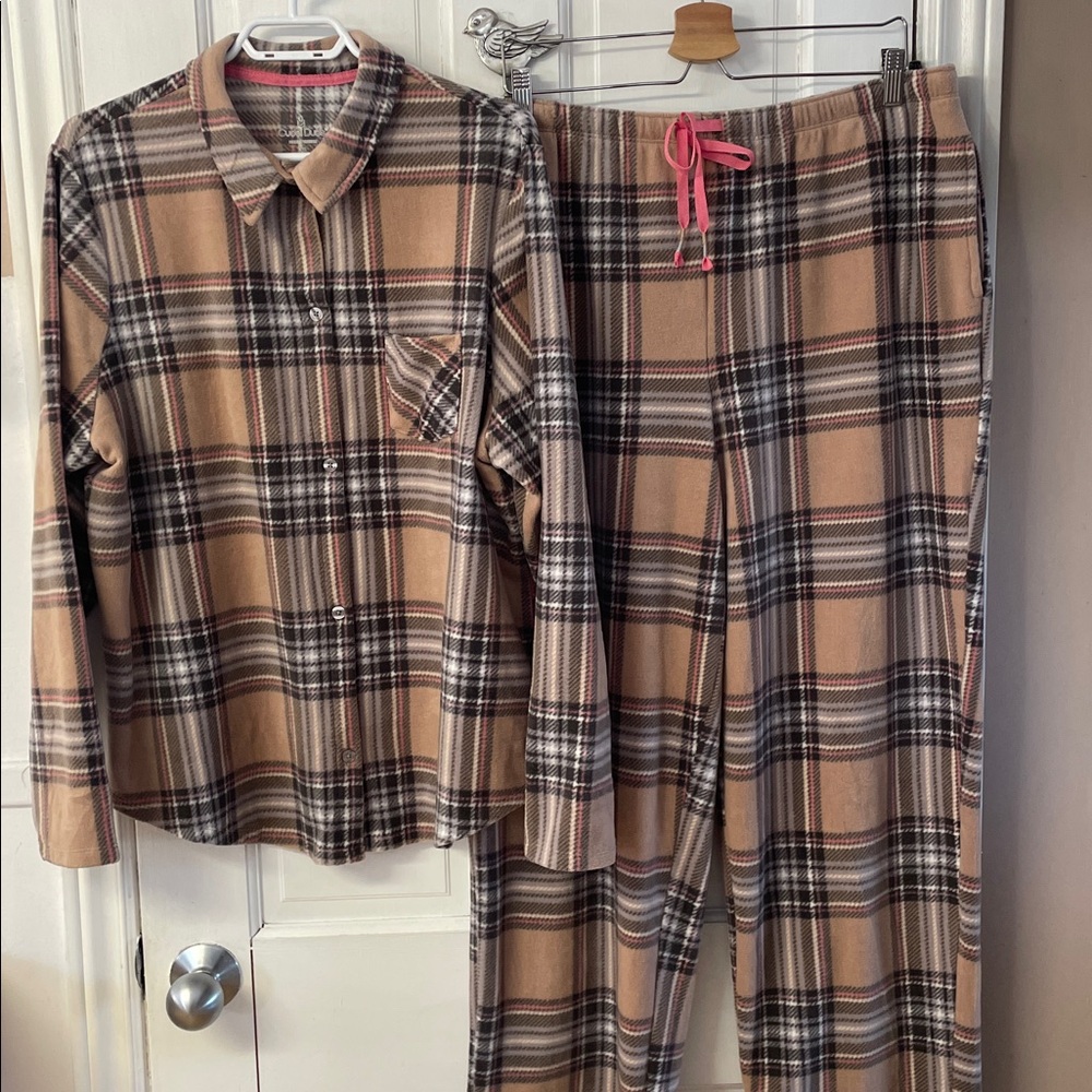 Cuddl Duds Fleecewear With Stretch Button Front soft pajama set women’s size XL
